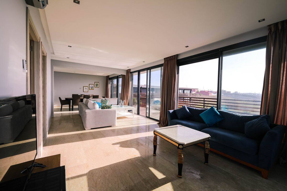Furnished one-bedroom apartment living room