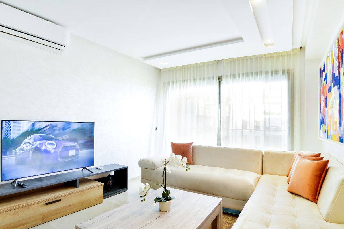 Furnished two-bedroom apartment living room